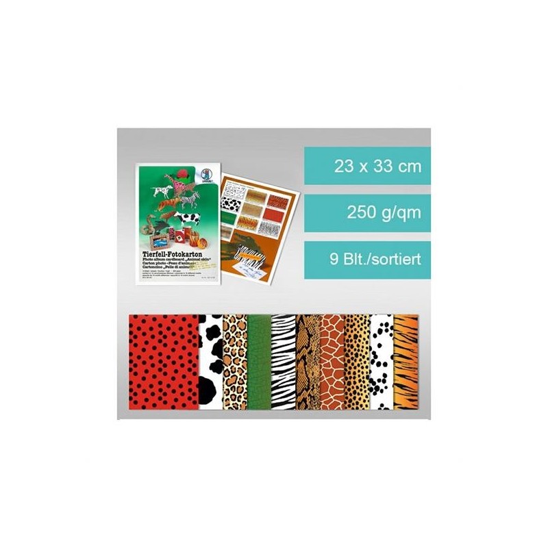 CARTONCINO ZOO FG. 9 MOTIVI ASS. GR. 250 CM. 23X33