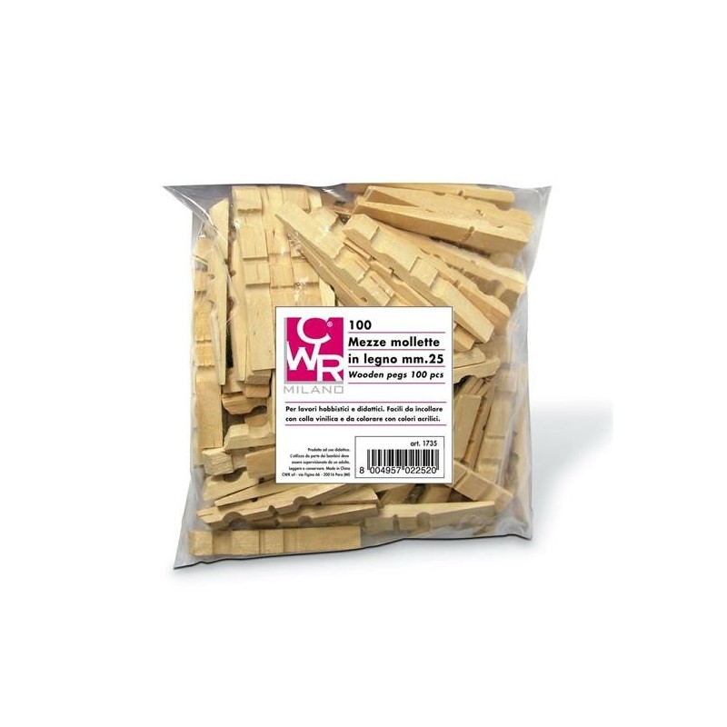 LEGNO DA DECORARE MEZZE MOLLETTE PZ. 100 MM.25X3