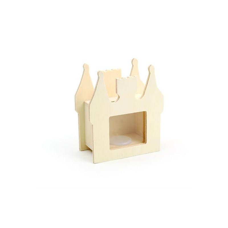 LEGNO DA DECORARE  SALVADANAIO CASTELLO CM. 9,5X10,5X5