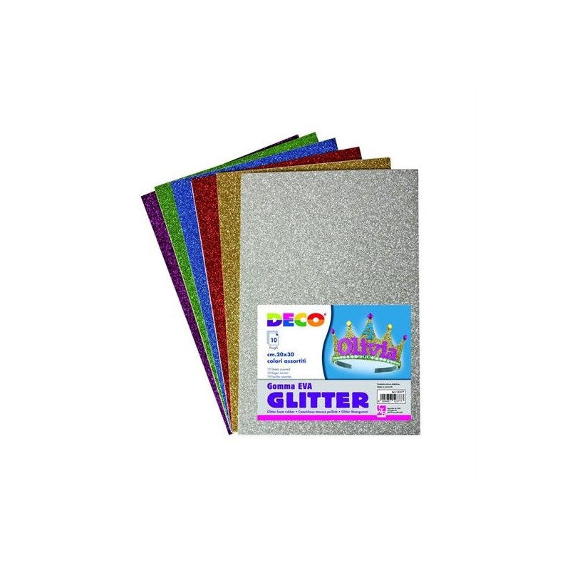 GOMMA CREPP GLITTER 21X29,7 FG.10 COL. ASS.