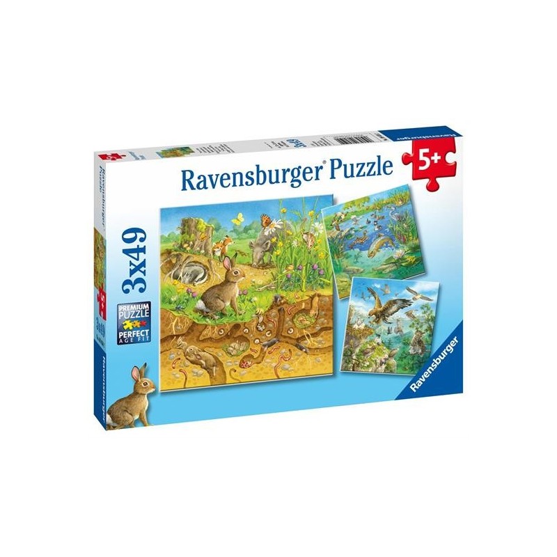 PUZZLE 3X49 ANIMALI NEI LORO AMBIENTI