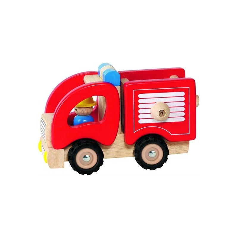 CAMION POMPIERI IN LEGNO 16,7X9,1X10,5 cm