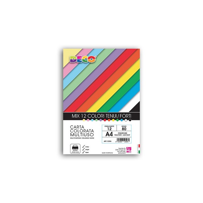 CARTA A4 GR.80 FG.12 CROMATICA COLORI ASSORTITI