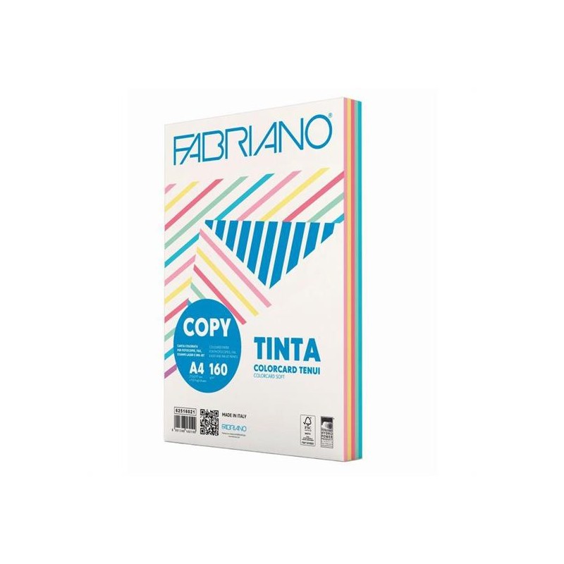 CARTONC.COL. A4 GR.160 FG.100 5 COLORI TENUI
