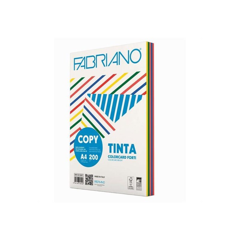CARTONC.COL. A4 GR.200 FG.100 5 COLORI FORTI