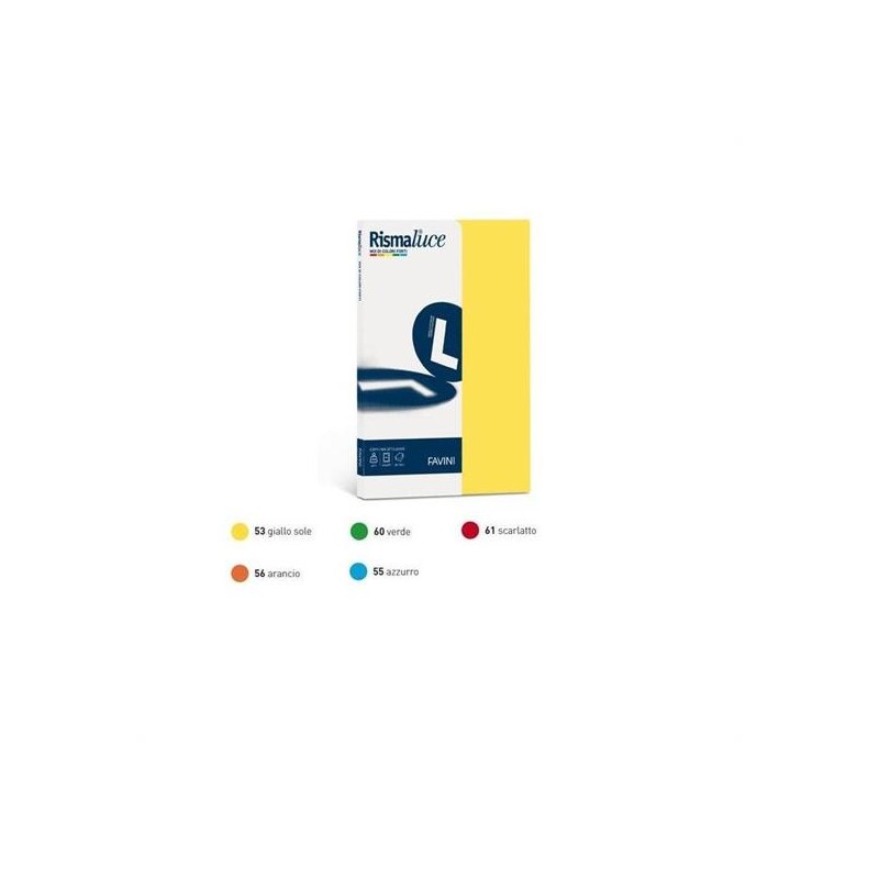 RISMALUCE MIX 5 COLORI ASSORTITI A4 GR. 200 FG. 50