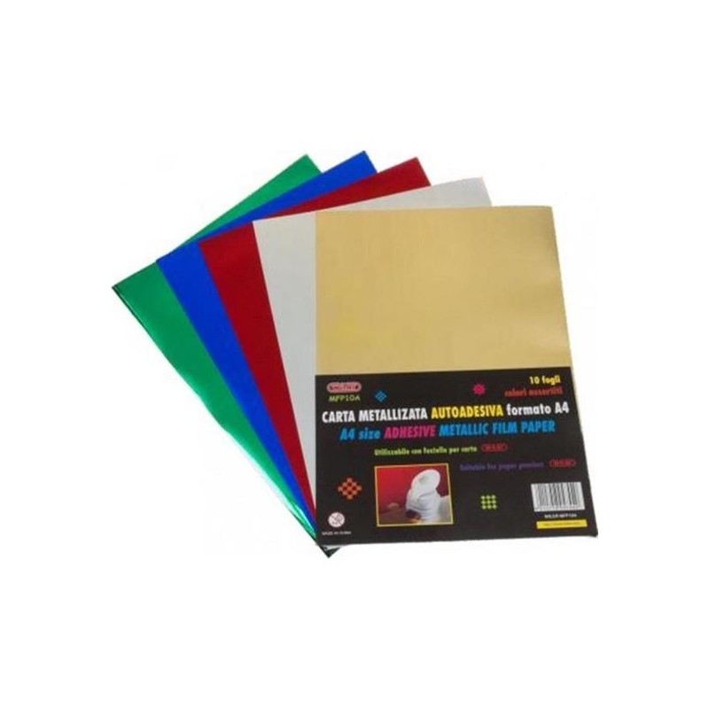 CARTONCINO METALLIZZATA SATINATA ADESIVA A4 FG.10 GR.190
