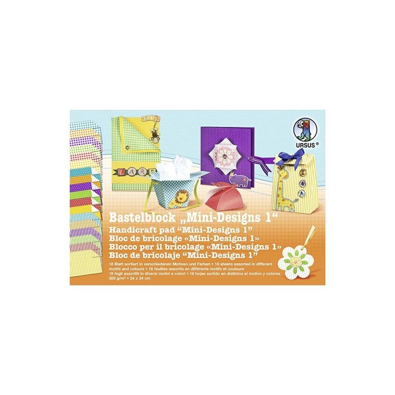 CARTONCINI 300 g - 24x34 RIGHE, POIS e QUADRETTI - 18 FG