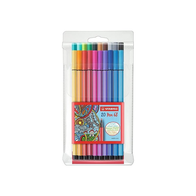 PENNARELLI STABILO PEN 68 ASTUCCIO PLASTICA 20 COLORI MM.01