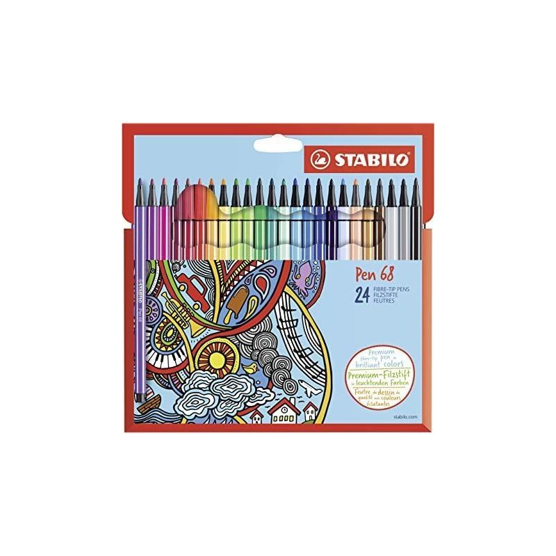 PENNARELLI STABILO PEN 68 SCATOLA CARTONE 24 COLORI MM.01
